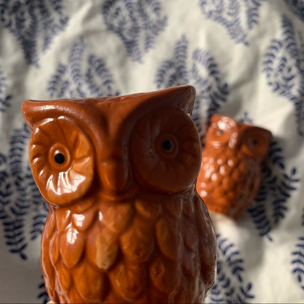 retro pair of vintage owl salt & pepper shakers ✨ - Picture 7 of 8